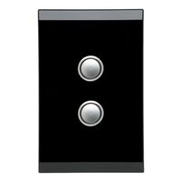 Saturn Series, push-button Switch LED, 2 Gang, 250V, 16AX/20A - Espresso Black