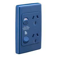 Medilec, Socket, Twin Vertical Double Pole - Dark Blue