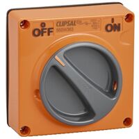Clipsal - 56 Series, Surface Switch, IP66 1 Gang 3 Pole 63A Less Enclosure - Resistant Orange