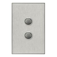 Saturn Series, push-button Switch LED, 2 Gang, 250V, 16AX/20A - Horizon Silver
