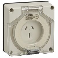 Clipsal - 56 Series, Socket Outlet, Surface Auto 3 Pole 15A Less Enclosure - Grey