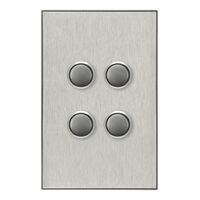 Saturn Series, push-button Switch, 4 Gang, 250V, 16AX/20A - Horizon Silver