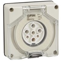 Clipsal - 56 Series, Socket Outlet, Surface 7 PIN Round 10A Less Enclosure - Grey