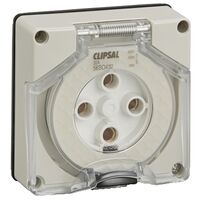 Clipsal - 56 Series, Socket Outlet, Surface 4 PIN Round 32A Less Enclosure - Grey
