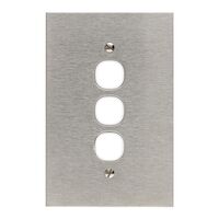 Metal Plate Series, Switch Grid Plate and Cover, 3 Gang, BSL Style, Less Mechanism, Over Size - Black
