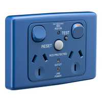 Medilec, Switched Socket, Twin 10A RCD 10mA - Dark Blue