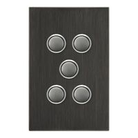 Saturn Series, push-button Switch LED, 5 Gang, 250V, 16AX/20A - Horizon Black