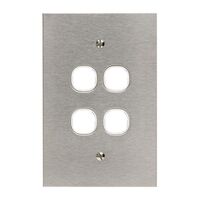 Metal Plate Series, Switch Grid Plate and Cover, 4 Gang, BSL Style, Less Mechanism, Over Size - Black