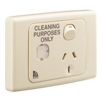 Medilec, Switched Socket Outlet, 250V, 10A, Cleaner Model, Circuit ID - Beige