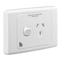 Medilec, Single Switch Socket Outlet, 250V, 10A, 2 Pole - White Electric