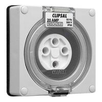 Clipsal - 56 Series, Socket Outlet, Surface 4 PIN Round 20A Less Enclosure - Resistant Orange