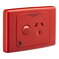 Medilec, Single Switch Socket Outlet, 250V, 10A, 2 Pole - Red