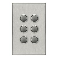 Saturn Series, push-button Switch LED, 6 Gang, 250V, 16AX/20A - Horizon Silver