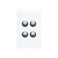 Saturn Series, push-button Switch LED, 4 Gang, 250V, 16AX/20A - Pure White