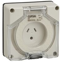 Clipsal - 56 Series, Socket Outlet, Surface 3 PIN 10A LT Less Enclosure - Grey