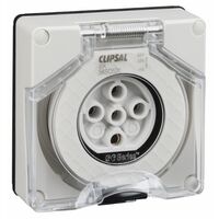 Clipsal - 56 Series, Socket Outlet, Surface 5 PIN Round 20A Less Enclosure - Grey