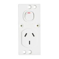 Metal Plate Series, Switched Socket Mechanism, Double Pole Single - Red