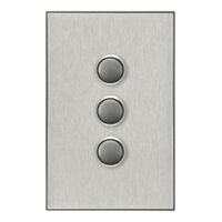 Saturn Series, push-button Switch LED, 3 Gang, 250V, 16AX/20A - Horizon Silver