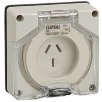 Clipsal - 56 Series, Socket Outlet, Surface 3 PIN Flat 20A - Grey