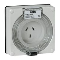 Clipsal - 56 Series, Socket Outlet Surface 3 Flat PIN 10A, 250V Less Enclosure - Resistant White Electric