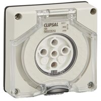 Clipsal - 56 Series, Socket Outlet, Surface 5 PIN Round 10A Less Enclosure - Grey