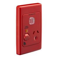 Medilec, Single Switch Socket Outlet, 250V, 10A, Vertical - Red