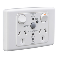 Medilec, Switched Socket, Twin 10A RCD 10mA - White Electric