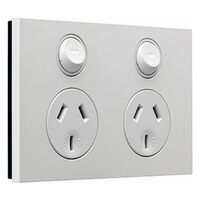 Saturn Zen, Double Power Point Cover, Horizontal Mount, 250V, 10A - Zen White