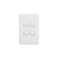Classic C2000 Series, Flush Switch, 4 Gang, 250VAC, 10A, Standard, Vertical - White Electric