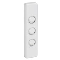 Classic C2000 Series, Flush Switch, Architrave Size, 3 Gang, 250V, 10A - White Electric