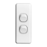 Classic C2000 Series, Flush Switch, Architrave Size, 2 Gang, 250V, 10A - White Electric
