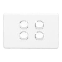 Classic C2000 Series, Flush Switch, 4 Gang, 250VAC, 10A, Standard, Horizontal - White Electric