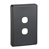 Classic C2000 Series, Switch Grid Plate and Cover, 2 Gang, Less Mechanism, Standard Size - Black