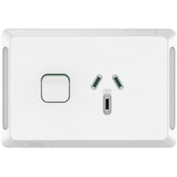 Pro Series, Single Power Point, Double Pole, Horizontal Mount, 250V, 15A - Extra Vivid White