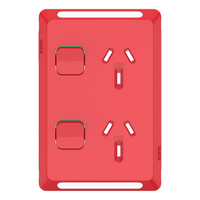 Pro Series, Twin Power Point Skin, Vertical Mount, 250V, 10A, Clip-On - Red