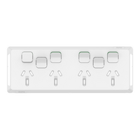 Pro Series, Quad Power Point Skin with 2 extra switches, Horizontal Mount, 250V, 10A, Clip-On - Extra Vivid White