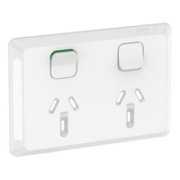 Pro Series, Twin Power Point Skin, Horizontal Mount, 250V, 10A, Clip-On - Extra Vivid White