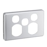 Classic C2000 Series, Socket Outlet Cover Plate, Horizontal Mount for Twin Switched Socket - Brushed Aluminium