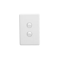 Classic C2000 Series, Flush Switch, 2 Gang, 250VAC, 10A, Vertical, IP66 - Black