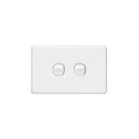 Classic C2000 Series, Flush Switch, 2 Gang, 250VAC, 10A, Standard, Horizontal - White Electric