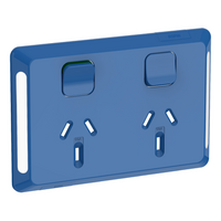 Pro Series, Twin Power Point Skin, Horizontal Mount, 250V, 10A, Clip-On - Dark Blue
