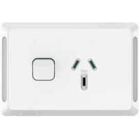 Pro Series, Single Power Point, Double Pole, Horizontal Mount, 250V, 10A - Extra Vivid White