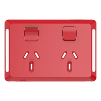 Pro Series, Twin Power Point Skin, Horizontal Mount, 250V, 10A, Clip-On - Red