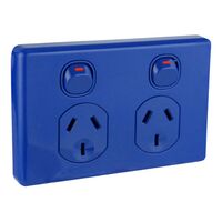 Classic C2000 Series, Switched Socket Outlet, Twin, 250V, 10A - Dark Blue