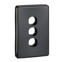Classic C2000 Series, Switch Grid Plate and Cover, 3 Gang, Less Mechanism - Black