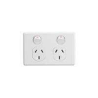 Classic C2000 Series, Switched Socket, Twin Double Pole 10A Shutter - White Electric