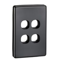 Classic C2000 Series, Switch Grid Plate and Cover, 4 Gang, Less Mechanism - Black