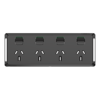Pro Series, Quad Power Point Skin, Horizontal Mount, 250V, 10A, Clip-On - Black