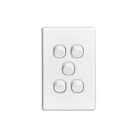 Classic C2000 Series, Flush Switch, 5 Gang, 250VAC, 10A, Standard, Vertical - White Electric