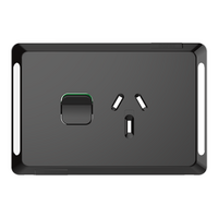 Pro Series, Single Power Point Skin, Horizontal Mount, 250V, 10A, Clip-On - Black